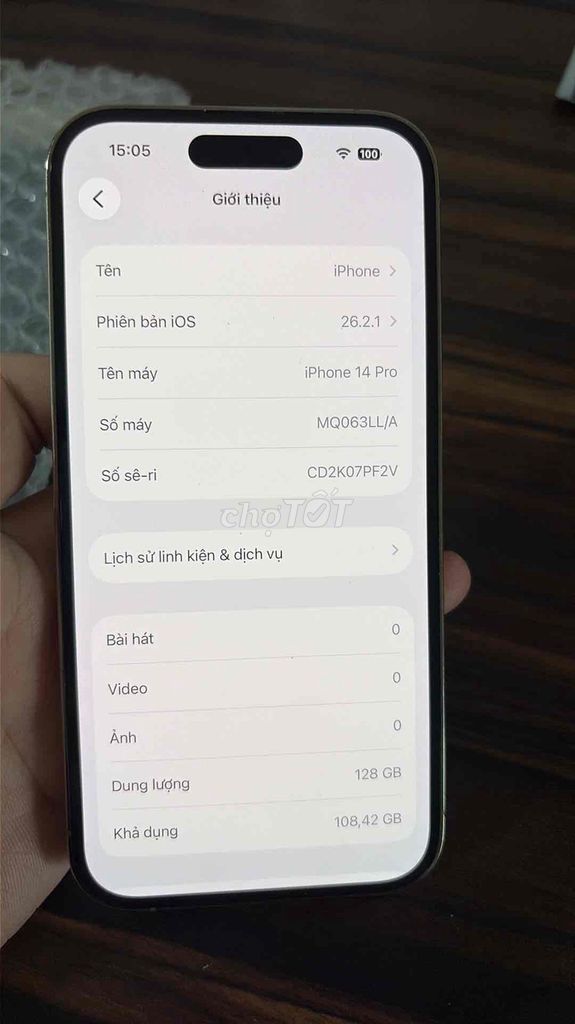 iPhone 14 Pro 128GB Vàng Đã thay pin. Mua bán Điện thoại tại Quận 7 Tp Hồ Chí Minh được đăng bởi Xlm956 hình 1