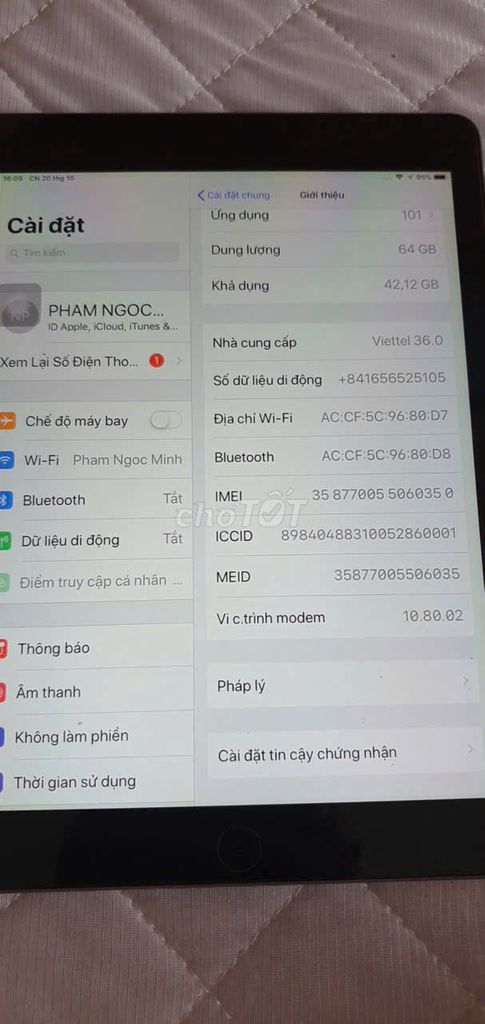 Thanh lý Ipad Air 64GB. Mua bán Máy tính bảng tại Quận 12 Tp Hồ Chí Minh được đăng bởi Vu Thi Tuyet Huong hình 4
