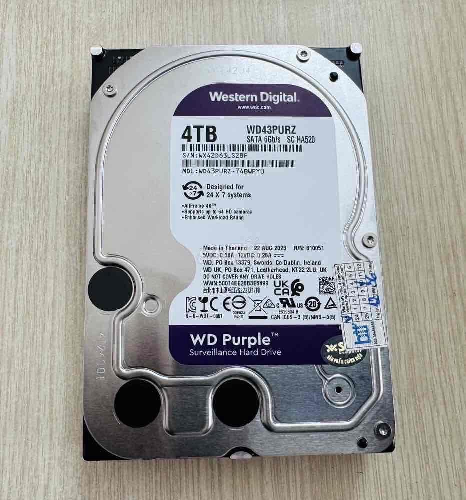 Ổ cứng HDD WD Purple 4TB Good Sk 100% BH 10.2026. Mua bán Linh kiện (RAM, Card...) tại Quận 12 Tp Hồ Chí Minh được đăng bởi Anh Tuan hình 1