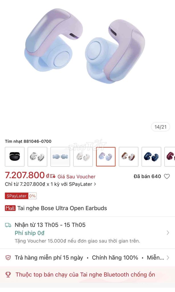 Bán tai nghe Bose ultra Open Earbuds, tím nhạt cũ. Mua bán Tivi, Âm thanh tại Thành phố Thủ Dầu Một Bình Dương được đăng bởi Nguyễn Tâm hình 1