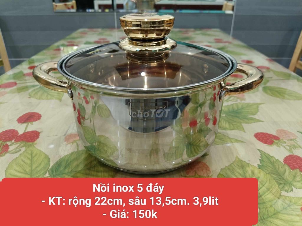 Nồi inox 5 đáy cao cấp (22cm, 3,9lít)