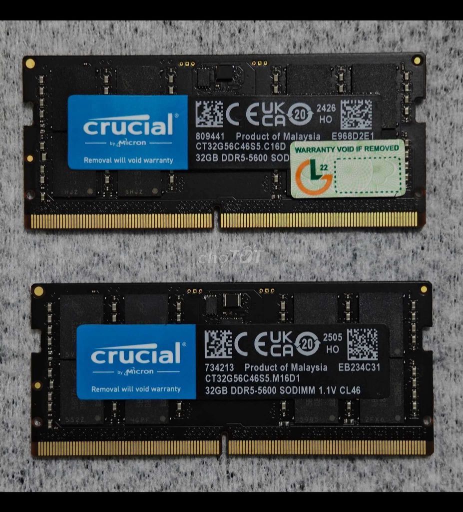 RAM Crucial 32GB 48GB DDR5 5600Mhz. Mua bán Linh kiện (RAM, Card...) tại Quận Bình Tân Tp Hồ Chí Minh được đăng bởi Nam hình 1