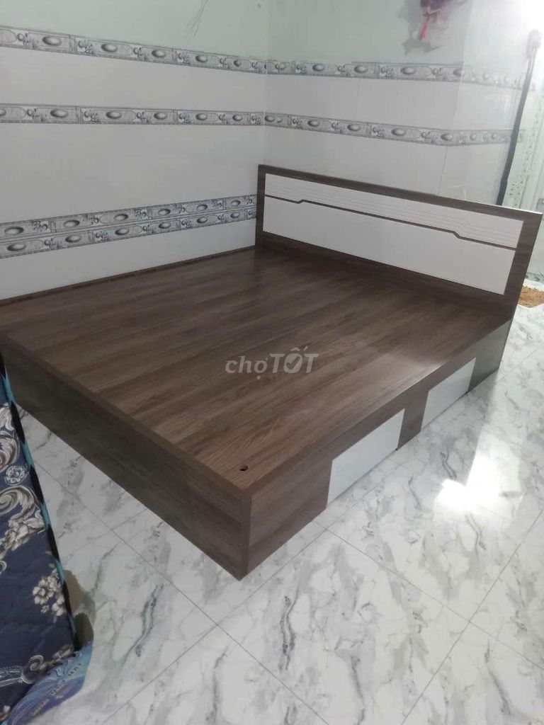 Giường nâu gỗ mdf new100%%%