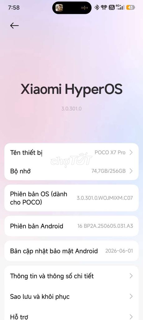 Xiaomi POCO X7 Pro 256GB Đã sử dụng. Mua bán Điện thoại tại Huyện Cẩm Mỹ Đồng Nai được đăng bởi mình cảnh hình 1