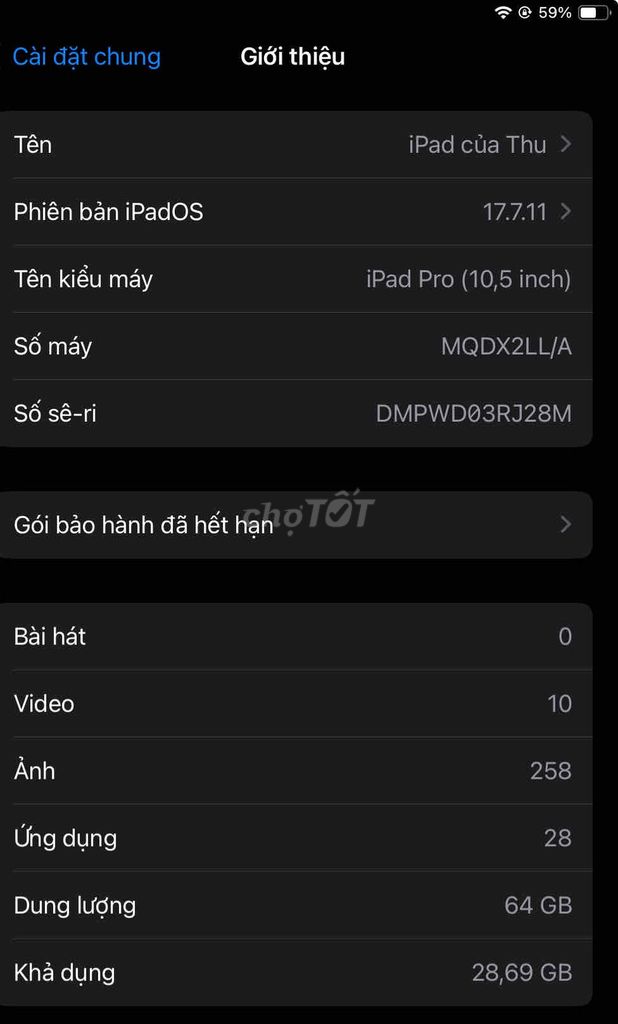 Apple iPad Pro 10.5 inch 64GB. Mua bán Máy tính bảng tại Thành phố Thủ Đức Tp Hồ Chí Minh được đăng bởi HT hình 1