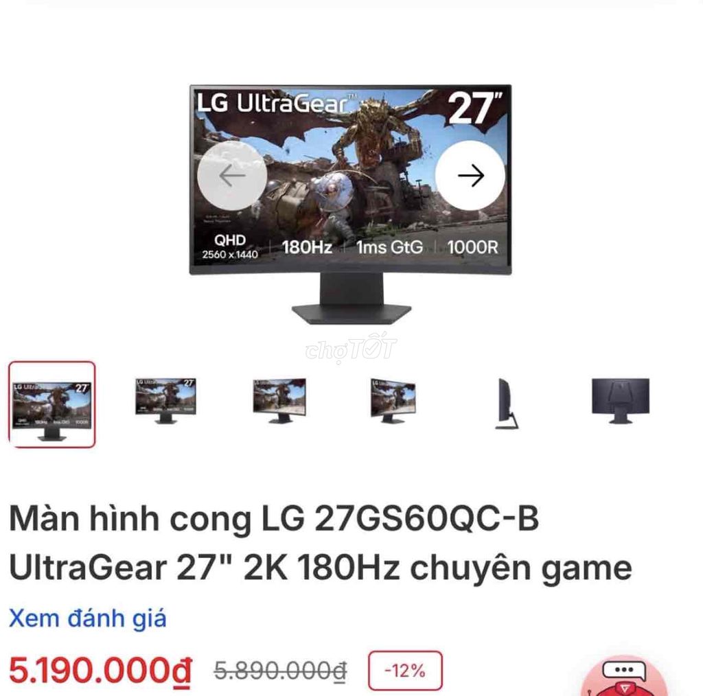 Màn hình LG 27GS60QC-B 27 inch 2K 180hz 1ms. Mua bán Phụ kiện (Màn hình, Chuột...) tại Huyện Đông Sơn Thanh Hóa được đăng bởi Lê Văn Thắng hình 1
