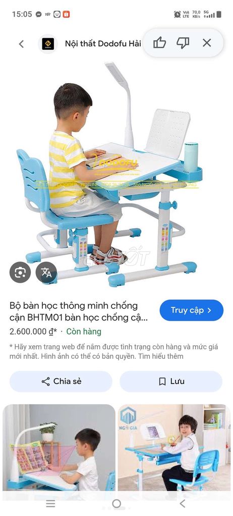 Bàn học thông minh Chống gù. Mua bán Bàn ghế tại Quận 7 Tp Hồ Chí Minh được đăng bởi Ngo Thi Phuong hình 1