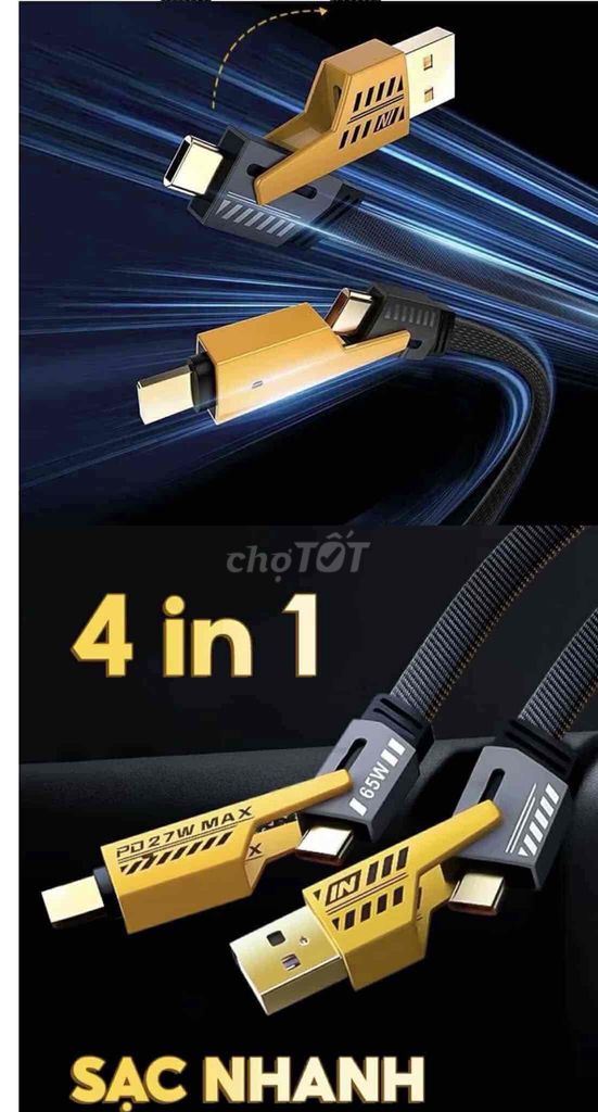 dây sạc nhanh 65W cổng C-L, C-C, USB-C đa năng. Mua bán Phụ kiện (Màn hình, Chuột...) tại Quận 5 Tp Hồ Chí Minh được đăng bởi Lý Vinh hình 1