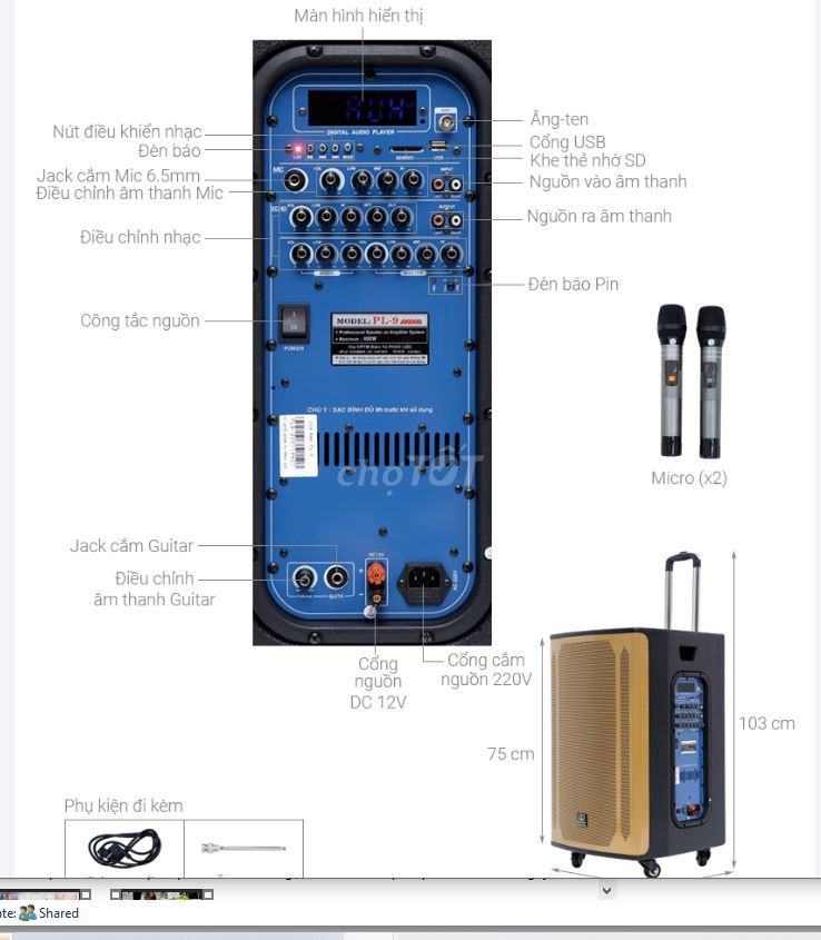 Loa kéo RINTON PL-9 400W - MIXER F4 .bộ mic AK 95. Mua bán Tivi, Âm thanh tại Quận Gò Vấp Tp Hồ Chí Minh được đăng bởi viet ha tran hình 1