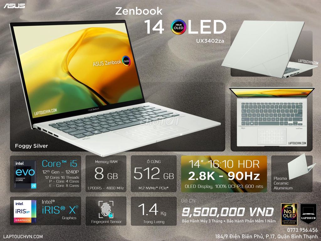 Asus Zenbook 14 OLED UX3402za [ Foggy Silver ]. Mua bán Laptop tại Quận Bình Thạnh Tp Hồ Chí Minh được đăng bởi Cửa Hàng Máy Tính Laptouch VN hình 1