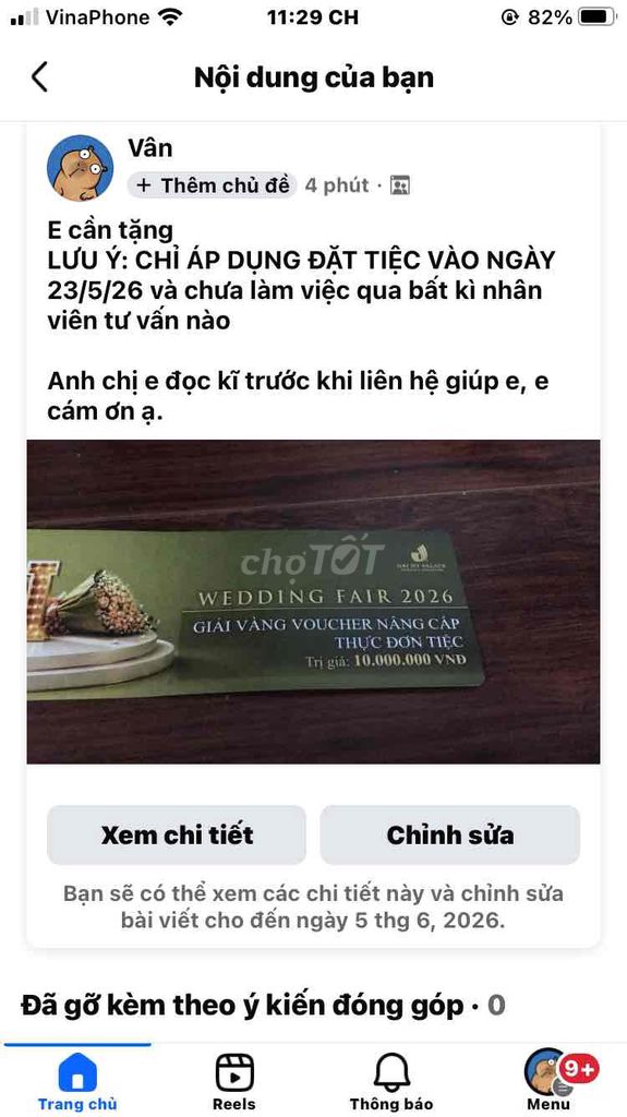 E tặng voucher nhà hàng cưới. Mua bán Đồ ăn, thực phẩm và các loại khác tại Thành phố Thủ Đức Tp Hồ Chí Minh được đăng bởi Vân hình 1