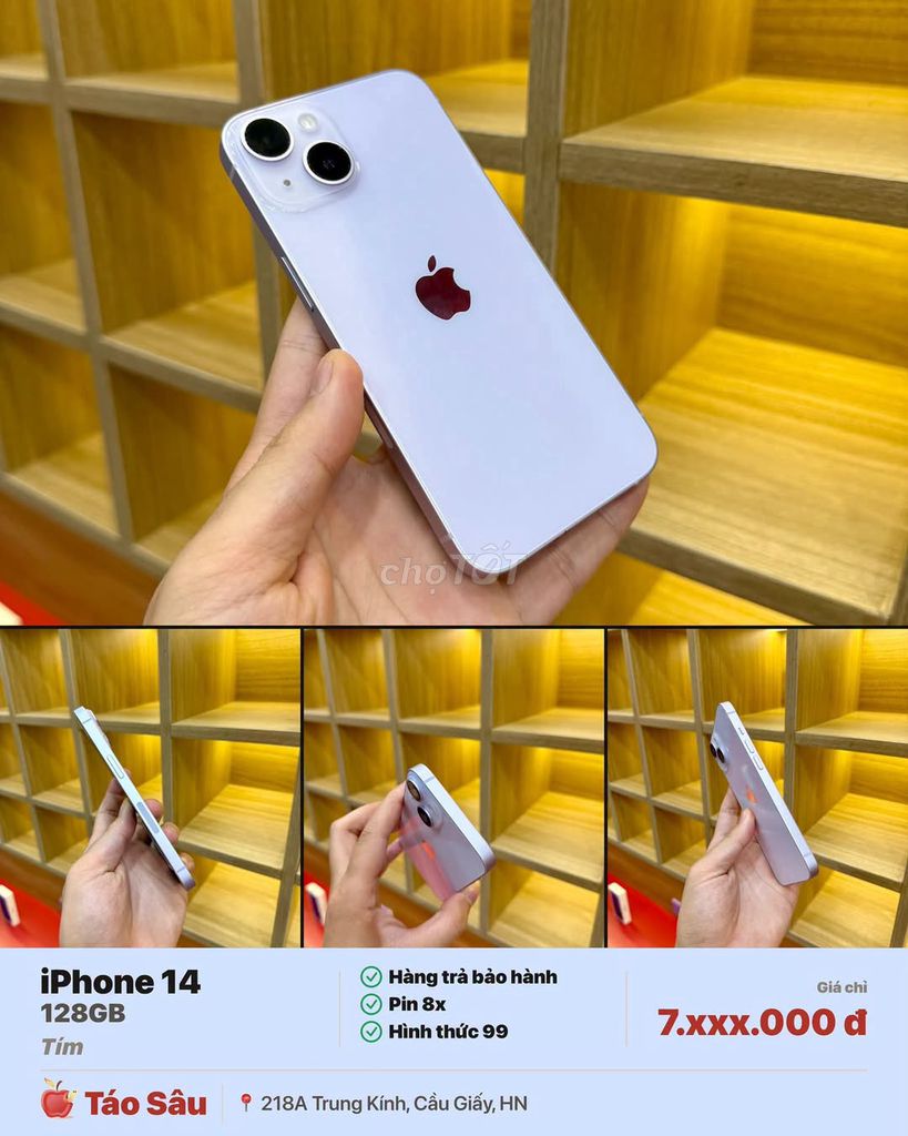 Apple iPhone 14 128GB Tím Đã qua sử dụng. Mua bán Điện thoại tại Quận Cầu Giấy Hà Nội được đăng bởi Hội Đồ Điện Tử hình 1