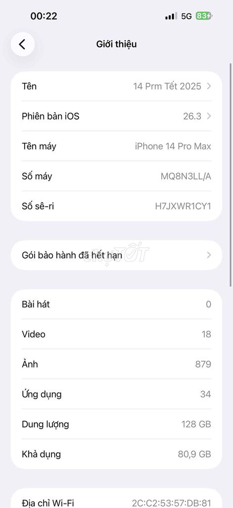 Apple iPhone 14 Pro Max 128GB Đen 95%. Mua bán Điện thoại tại Huyện Mê Linh Hà Nội được đăng bởi Kem hình 1