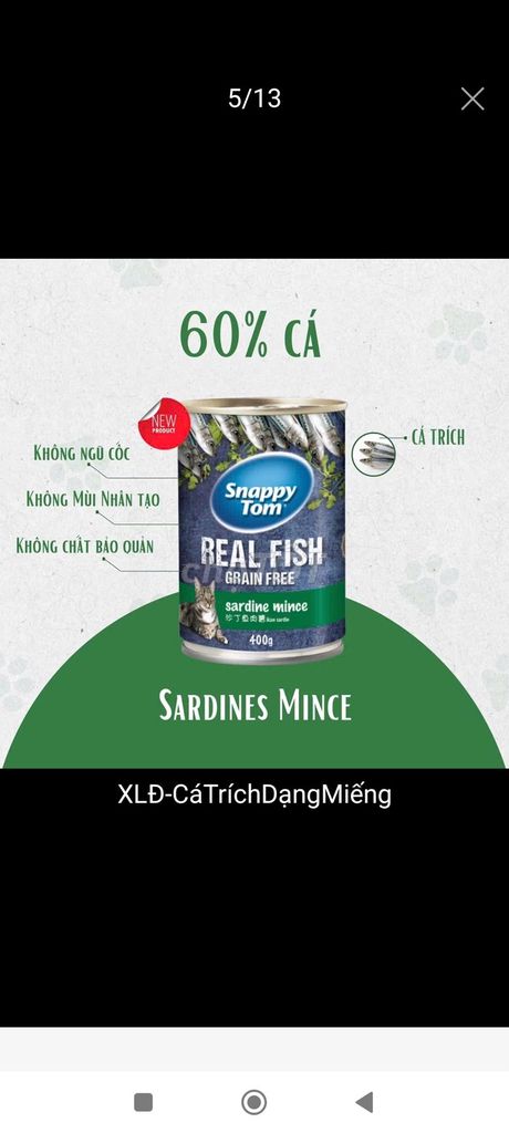 Pate mèo Snappy Tom cá trích 400g. Mua bán Phụ kiện, Thức ăn, Dịch vụ tại Quận Liên Chiểu Đà Nẵng được đăng bởi nguyen toan hình 1