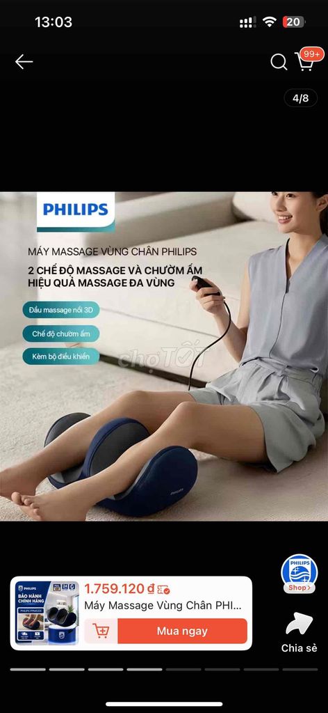 Máy massage chân Philips PPM6331 3D. Mua bán Nội thất, đồ gia dụng khác tại Thành phố Dĩ An Bình Dương được đăng bởi Diem hình 1
