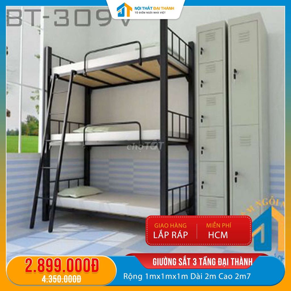 Giường Sắt3️⃣Tầng 1M2X2M Hàng ViệtNam ChấtLượng. Mua bán Giường, chăn ga gối nệm tại Quận Tân Phú Tp Hồ Chí Minh được đăng bởi NỘI THẤT ĐẠI THÀNH hình 1