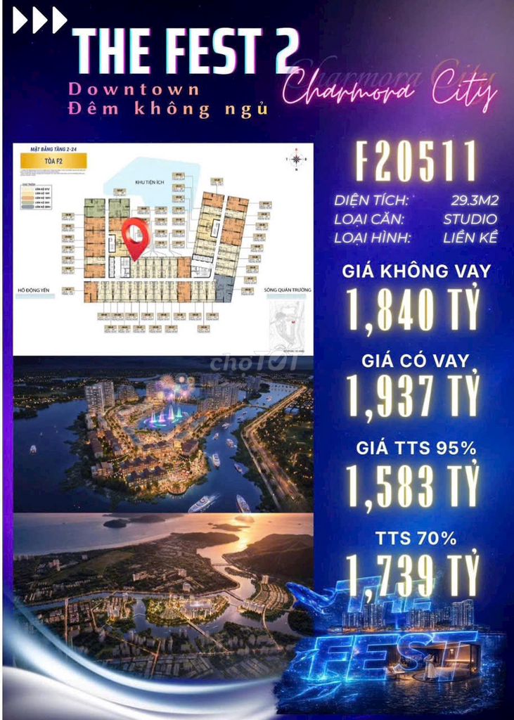 Апартаменты The Fest 2 Charmora Nha Trang 29,3м² – 1,583 млрд донгов