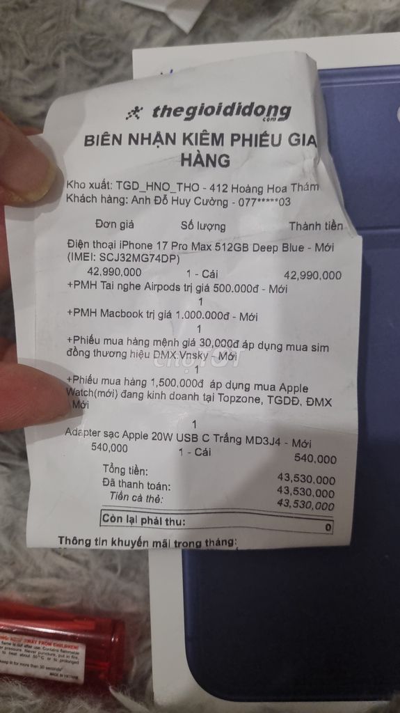 Apple iPhone 17 Pro Max 512GB Deep Blue. Mua bán Điện thoại tại Quận Ba Đình Hà Nội được đăng bởi Nguyễn Tài Phú Anh hình 1