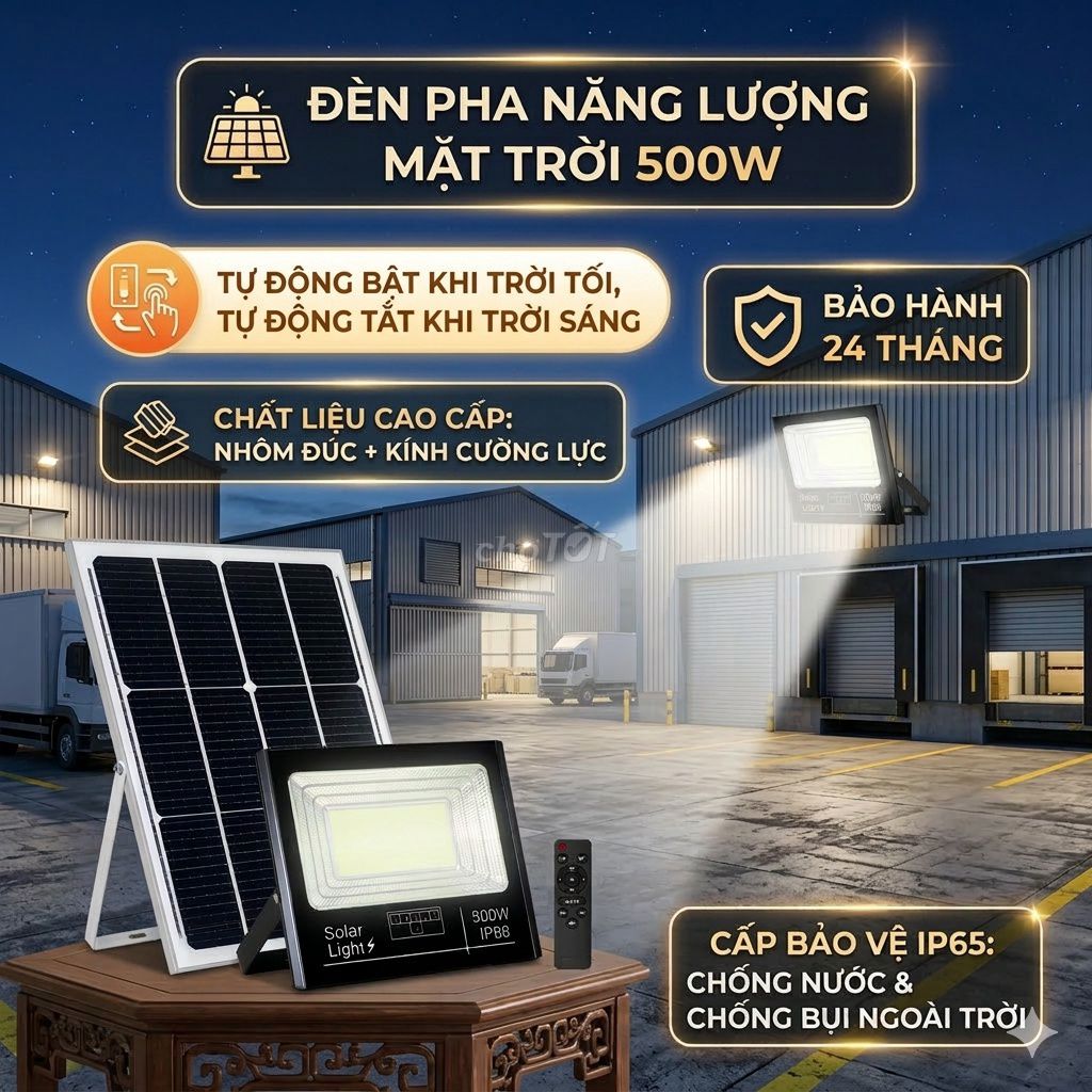 Đèn pha năng lượng mặt trời 500W. Mua bán Đèn tại Huyện Hóc Môn Tp Hồ Chí Minh được đăng bởi Hạnh Nguyên TC Energy hình 1