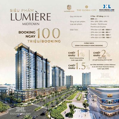 NHẬN BOOKING THÁP CT7 LUMIRER MIDDTOWN KDT GLOBAL CITY CĂN HỘ TT Q2. Mua bán căn hộ/chung cư tại Thành phố Thủ Đức Tp Hồ Chí Minh được đăng bởi CHỦ NHÀ BÁN