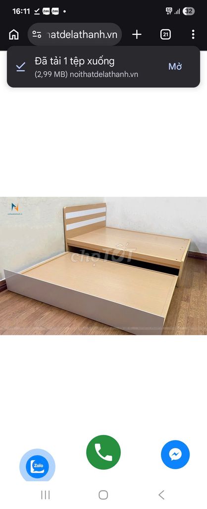 Giường kéo 2 tầng Gỗ Vàng kem 1m6/1m2-1m4. Mua bán Giường, chăn ga gối nệm tại Quận Bình Thạnh Tp Hồ Chí Minh được đăng bởi Hạnh Nguyên hình 1