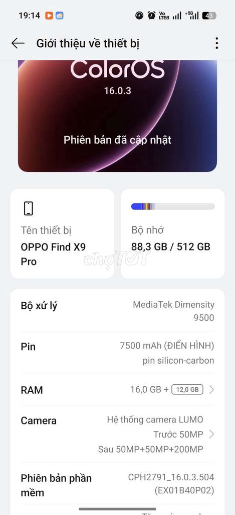 OPPO Find X9 Pro 512GB bản chính hãng. Mua bán Điện thoại tại Thành phố Biên Hòa Đồng Nai được đăng bởi Đl Hoàng An hình 1