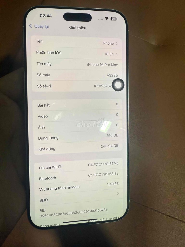 iPhone 16 Pro Max 256GB Quốc Tế Zin Đẹp 99%