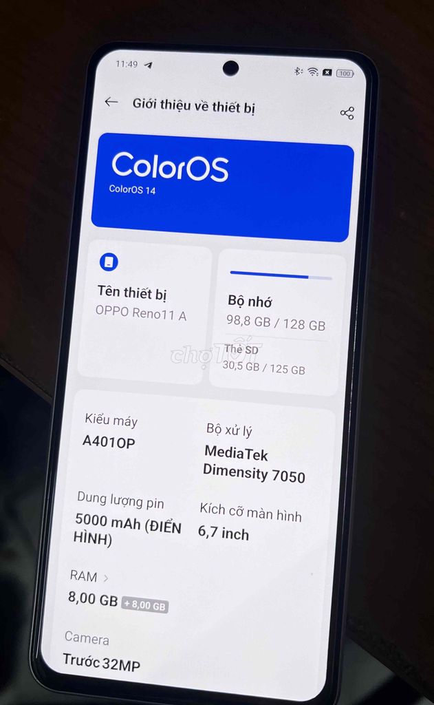 OPPO Reno 11A 128GB Tím Nhật Bản. Mua bán Điện thoại tại Quận Tân Bình Tp Hồ Chí Minh được đăng bởi Minh Thao hình 1