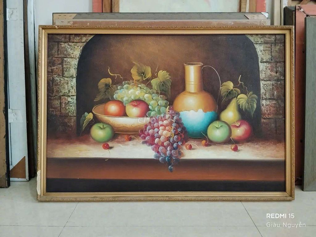 Tranh sơn dầu Tĩnh vật 60x90cm cũ. Mua bán Đồ sưu tầm, đồ cổ tại Thành phố Thủ Đức Tp Hồ Chí Minh được đăng bởi yêu thích đồ cũ hình 1