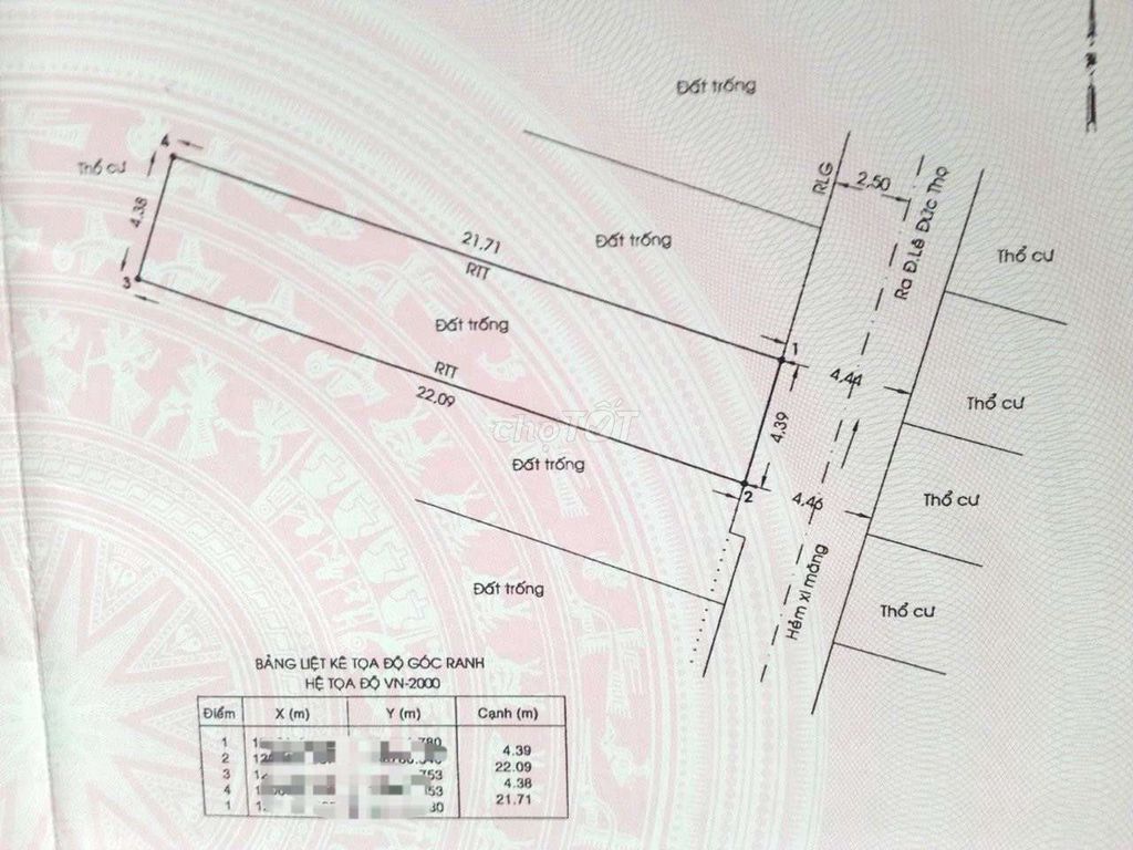 Bán Đất Lê Văn Thọ Hẻm 5m Tiện Xây Mới