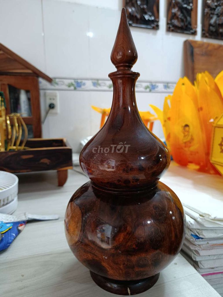 Bình hồ lô Gỗ Nâu 40cm*19cm liền khối. Mua bán Đồ sưu tầm, đồ cổ tại Quận 12 Tp Hồ Chí Minh được đăng bởi Đăng hình 1