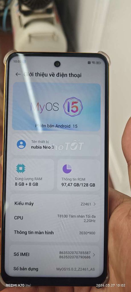 Nubia Neo 3 8GB/128GB Vàng. Mua bán Điện thoại tại Huyện Thường Tín Hà Nội được đăng bởi hung hình 1
