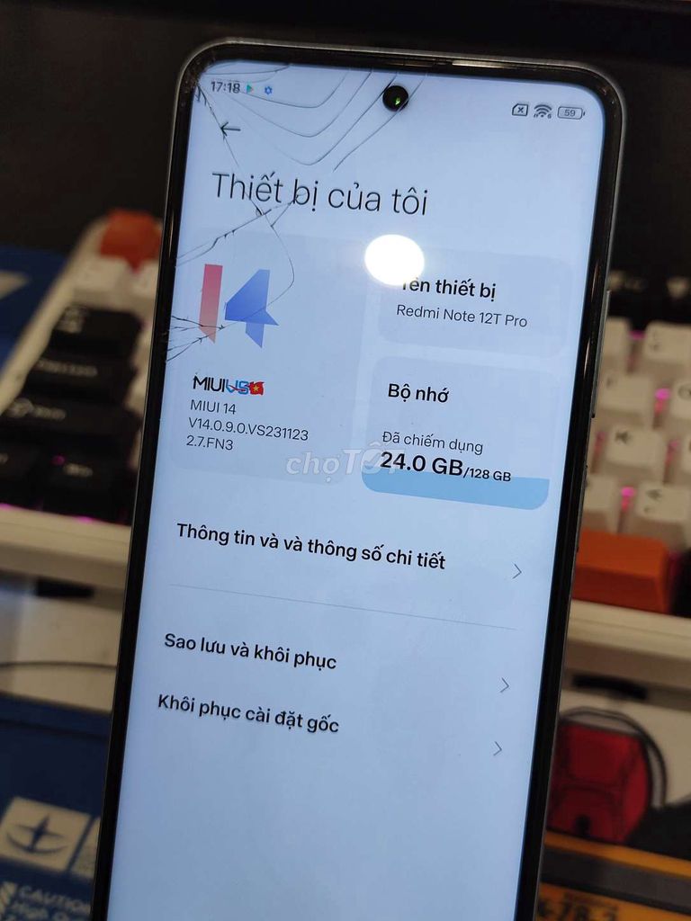 Xiaomi Redmi Note 12T Pro 8GB/128GB Bạc Nứt kính. Mua bán Điện thoại tại Thành phố Thủ Đức Tp Hồ Chí Minh được đăng bởi doremonzu2 hình 1