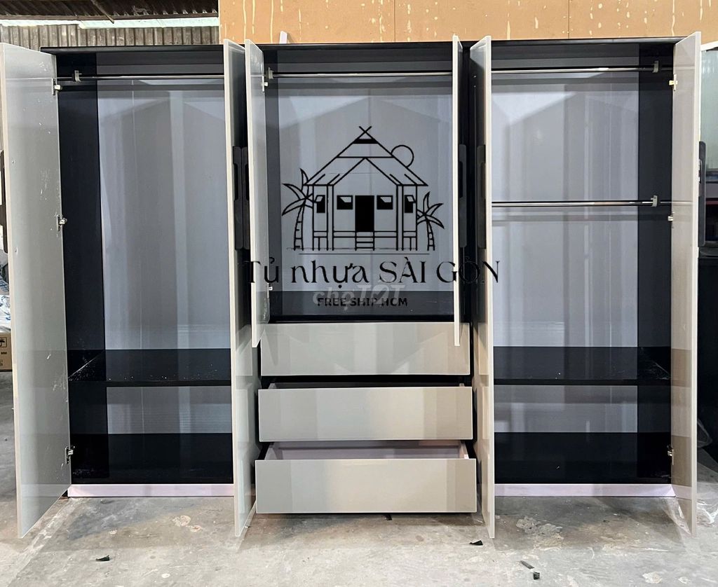 Tủ quần áo Nhựa Đài Loan Xám 1m8x2m20x45cm. Mua bán Tủ, kệ gia đình tại Huyện Gò Dầu Tây Ninh được đăng bởi Cửa Hàng Nội Thất hình 1