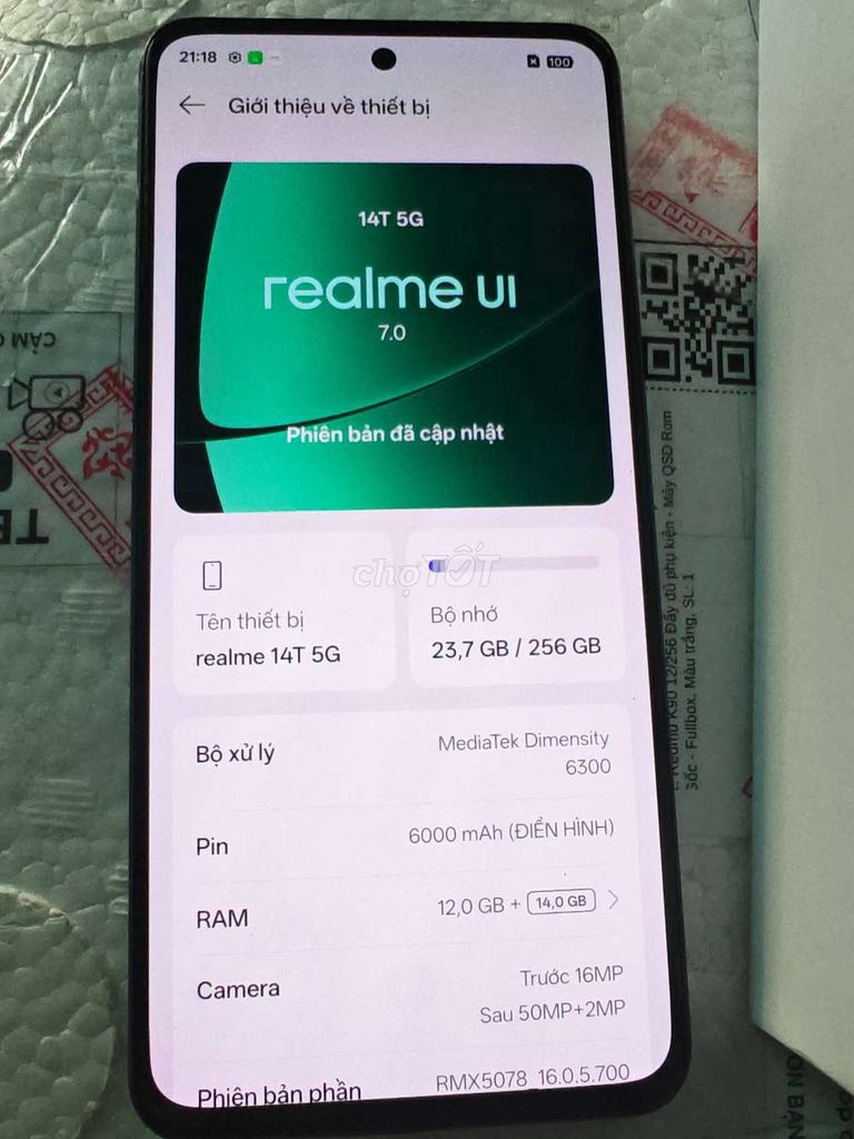 Realme 14T 5G 256GB Đen. Mua bán Điện thoại tại Thành phố Thủ Đức Tp Hồ Chí Minh được đăng bởi tuấn  hình 1