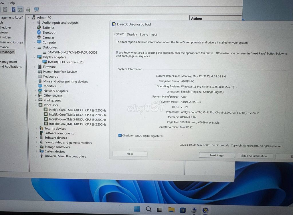 Acer A315-54_Core i3-8130U_ Ram 8_SSD 256G_Full HD. Mua bán Laptop tại Huyện Nhà Bè Tp Hồ Chí Minh được đăng bởi Tin Học Hải Minh hình 6