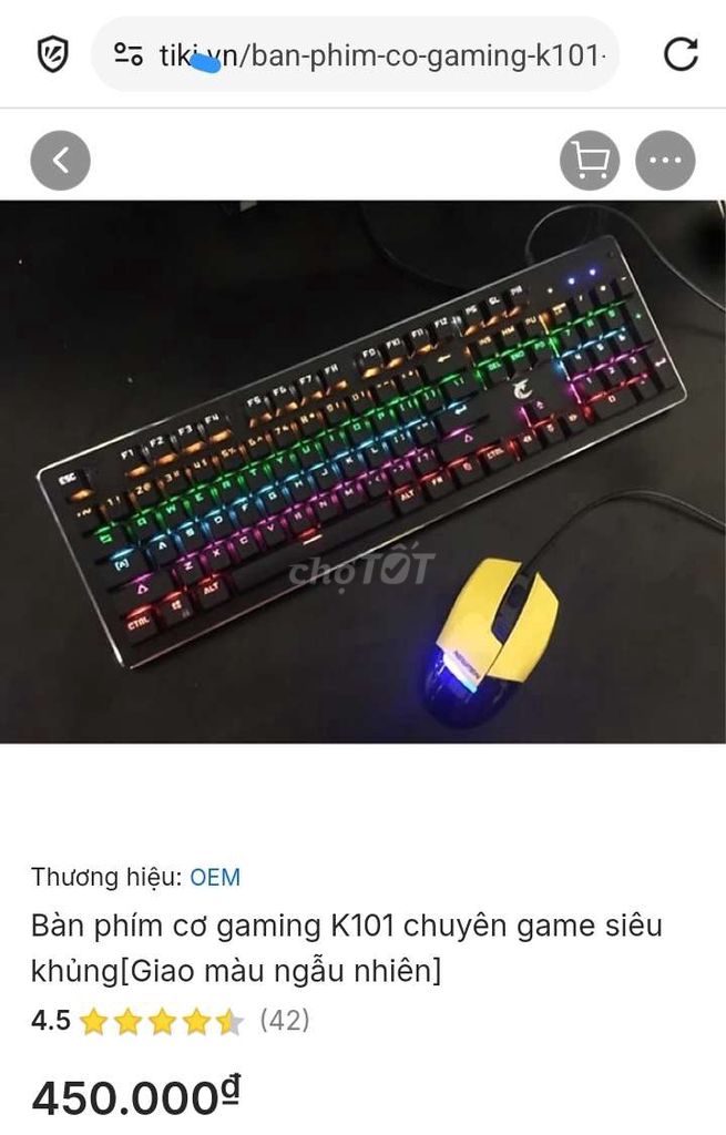 Phím cơ thật blue Switch K101 chuyên game xài tốt