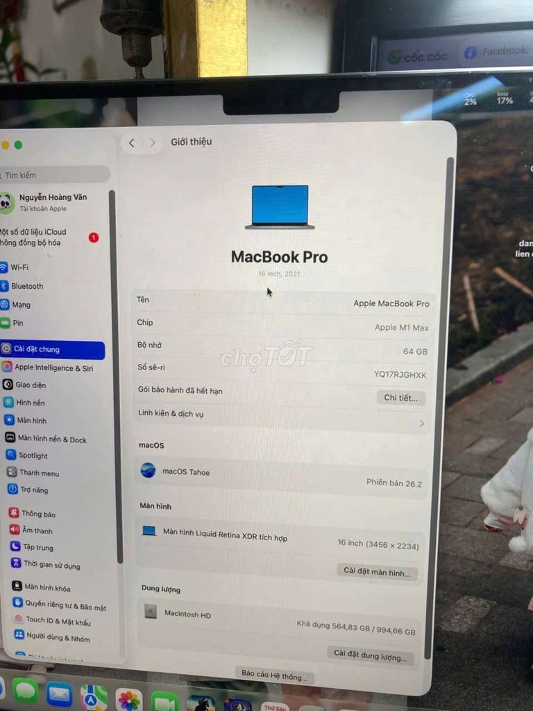 Apple MacBook Pro M1 Max 16 inch 64GB/1TB. Mua bán Laptop tại Huyện Gia Lâm Hà Nội được đăng bởi Hoàng Ngọc hình 1