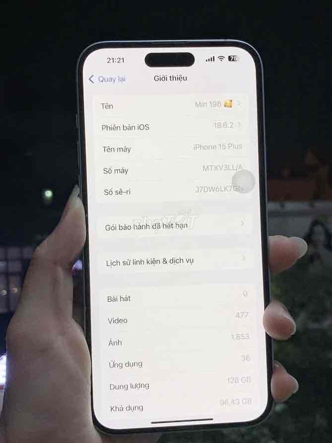 Apple iPhone 15 Plus 128GB Trắng. Mua bán Điện thoại tại Huyện Yên Phong Bắc Ninh được đăng bởi Hongmin hình 1