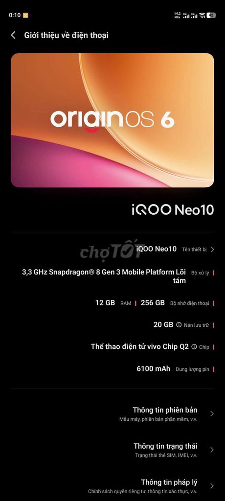 iQOO Neo 10 Snapdragon 8 Gen 3 12/256 giao lưu. Mua bán Điện thoại tại Thành phố Phan Rang-Tháp Chàm Ninh Thuận được đăng bởi Anh Tiến hình 1