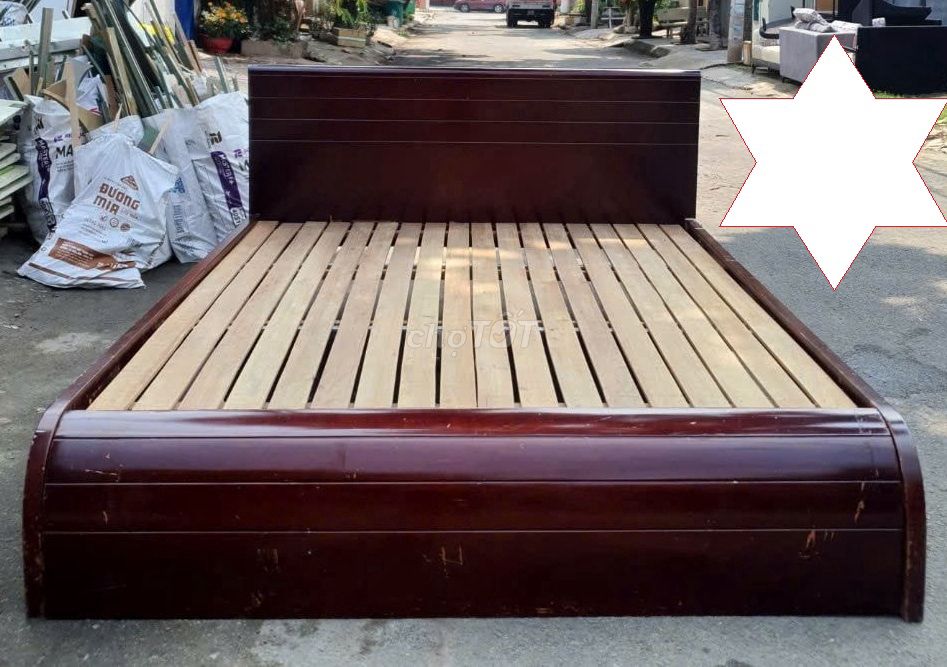 Giường gỗ xoan đào 1m6x2m, giường ngủ gỗ dày dặn