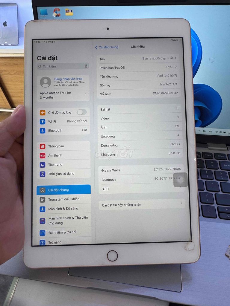 Apple iPad Gen 7 32GB Vàng hồng. Mua bán Máy tính bảng tại Quận 6 Tp Hồ Chí Minh được đăng bởi QUỐC THIÊN BÁN GÓP 0 ĐỒNG  hình 1