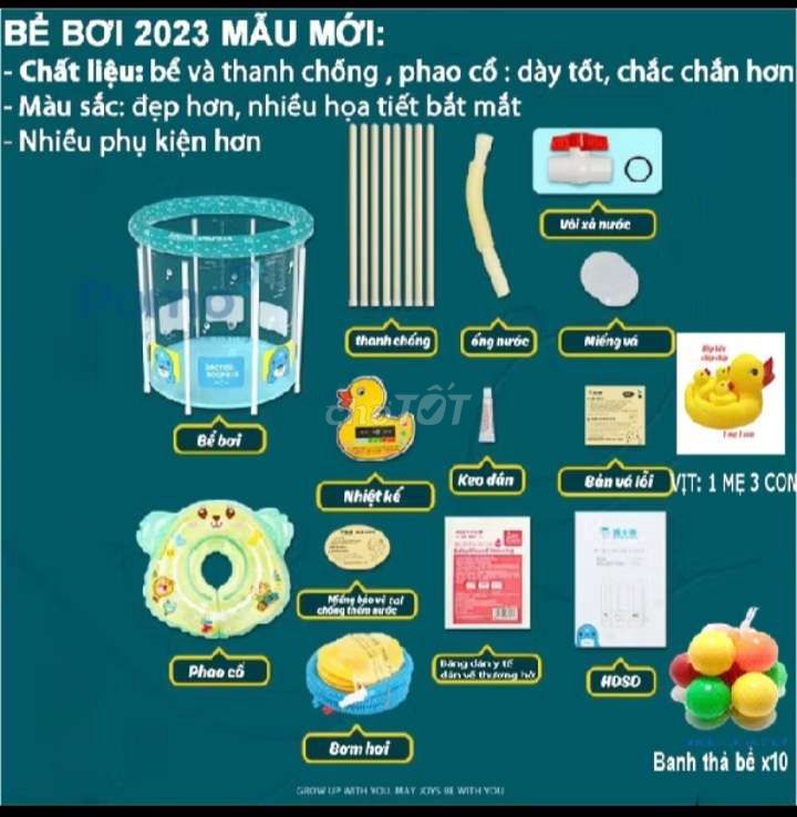 Hồ bơi đầy đủ phụ kiện kèm đồ chơi cho bé sơ sinh