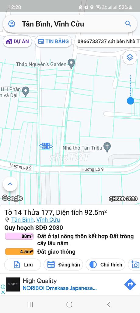 Bán đất gần Nhà Thờ Tân Triều ,xem đất thương lượng