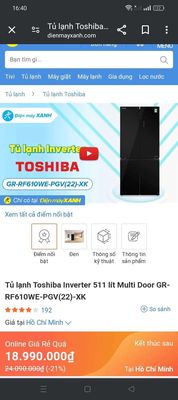 Tủ lạnh Toshiba Inverter 511GR-RF610WE-PGV(22)-XK