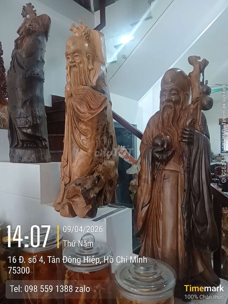 Tượng gỗ Di Lặc Thủ công mỹ nghệ. Mua bán Đồ sưu tầm, đồ cổ tại Thành phố Dĩ An Bình Dương được đăng bởi Thành Long hình 1