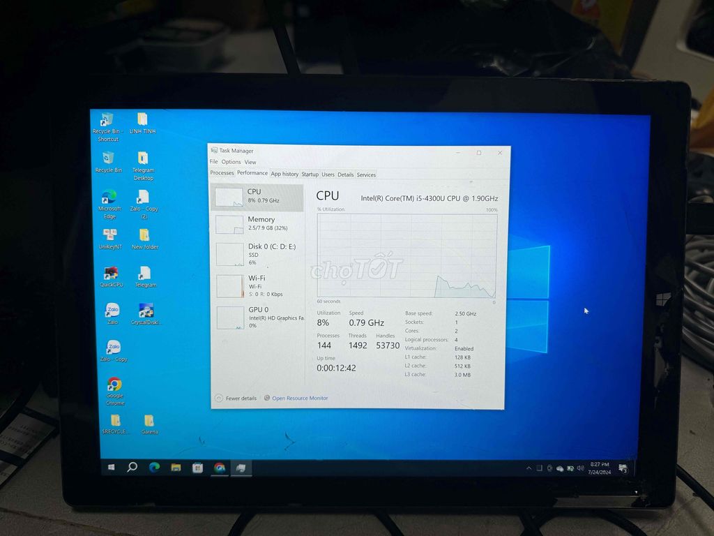 Xác Surface Pro 3, ram 8, ssd 256G