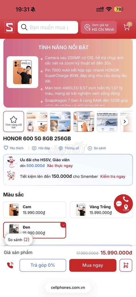 Honor 600 5G 8GB/256GB NGUYÊN SEAL. Mua bán Điện thoại tại Quận Gò Vấp Tp Hồ Chí Minh được đăng bởi Tiến hình 1