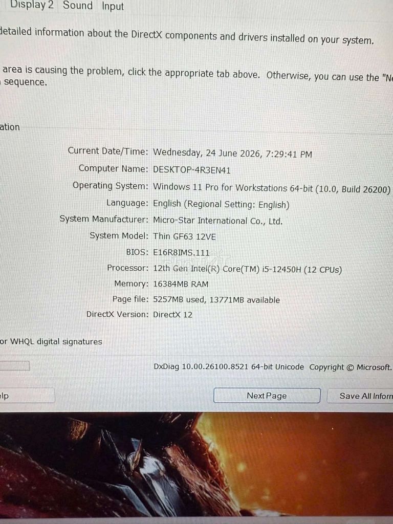 MSI Thin GF63 12VE i5-12450H 16GB RTX 4050. Mua bán Laptop tại Quận Nam Từ Liêm Hà Nội được đăng bởi Đoàn Dự hình 1