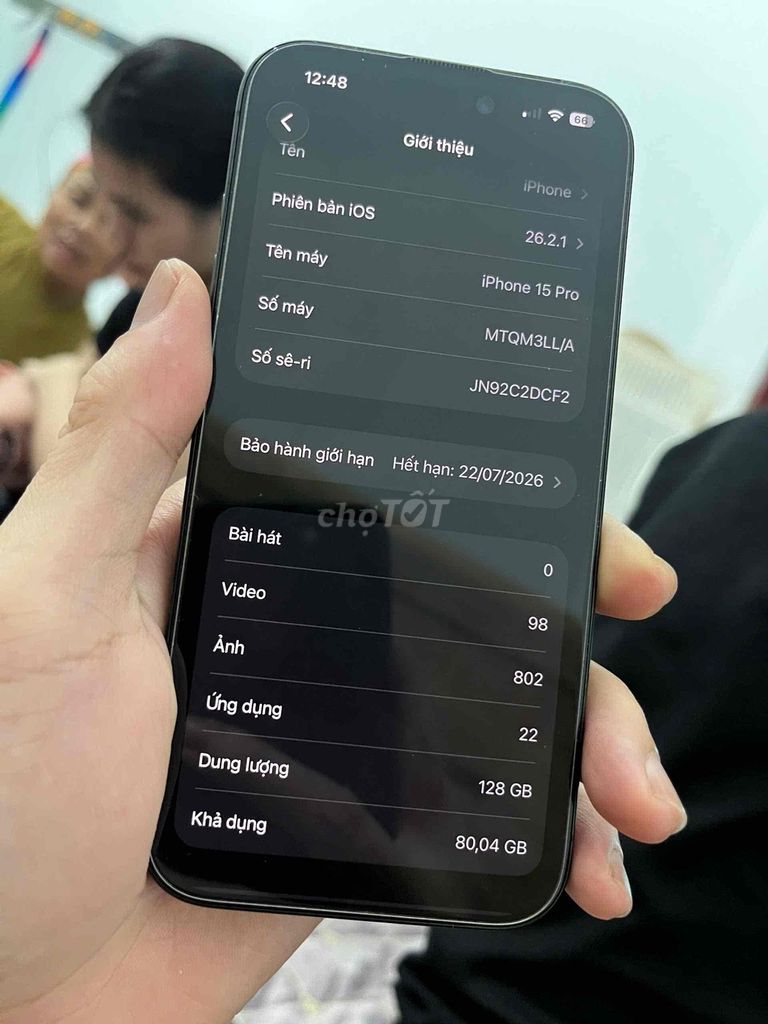 Apple iPhone 15 Pro lock 128GB Đen 99%. Mua bán Điện thoại tại Thị xã Hoàng Mai Nghệ An được đăng bởi Tuấn Hùng hình 1